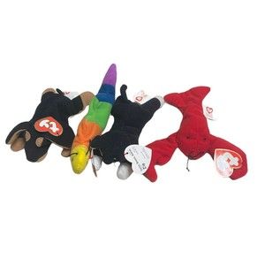 Lot Of 4 McDonalds TY Teenie Beanie Babies 1993 Pinchers, Inch, Doby, Zip